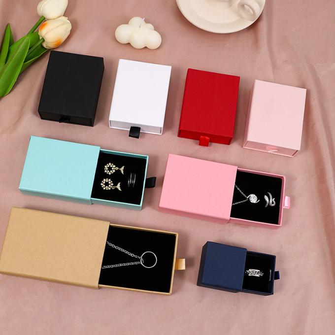 Confezione per gioielli con cassetto in cartone con logo personalizzato per collane, orecchini, braccialetti, anelli, gioielli 5